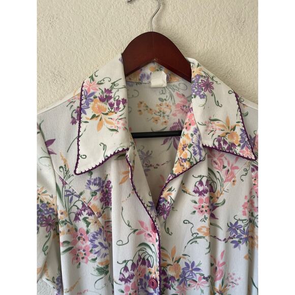 Vintage 60s cottagecore floral romantic midi with‎ front pockets size large - Picture 3 of 9